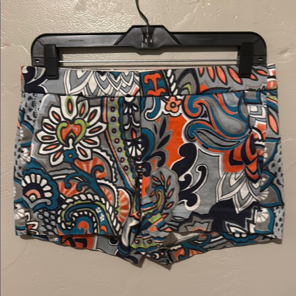 J. Crew Floral Patterned Shorts - Gray, Orange, Blue size 2